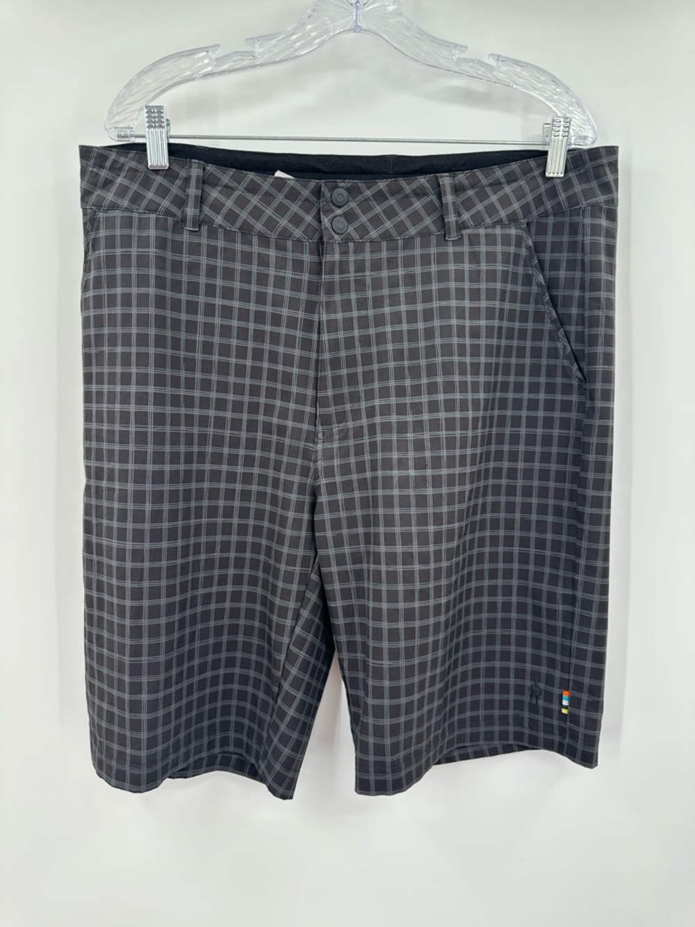 Smartwool Men's Merino Sport 10" Plaid Shorts Size Large Black/Gray